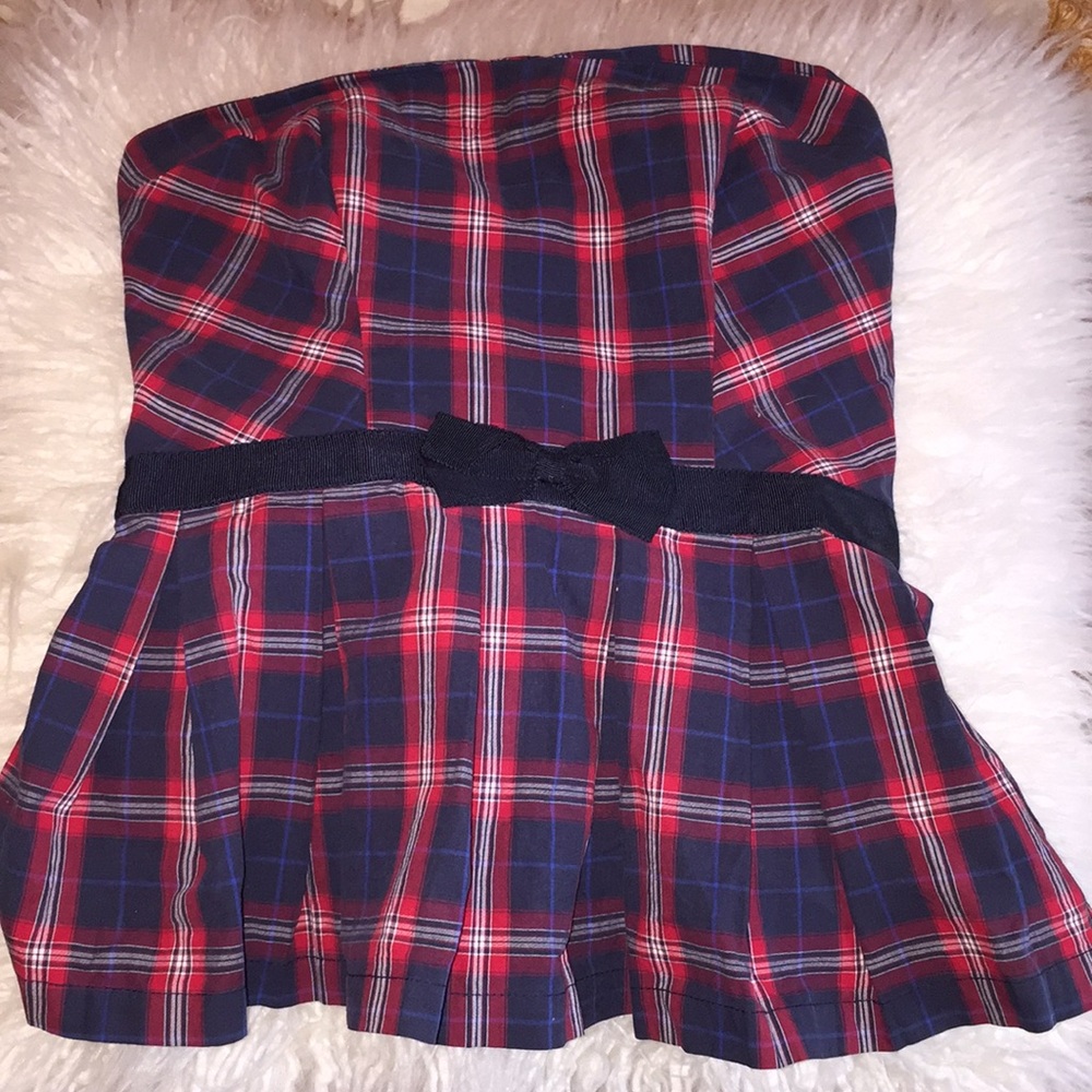 Never Worn Strapless Plaid Top
